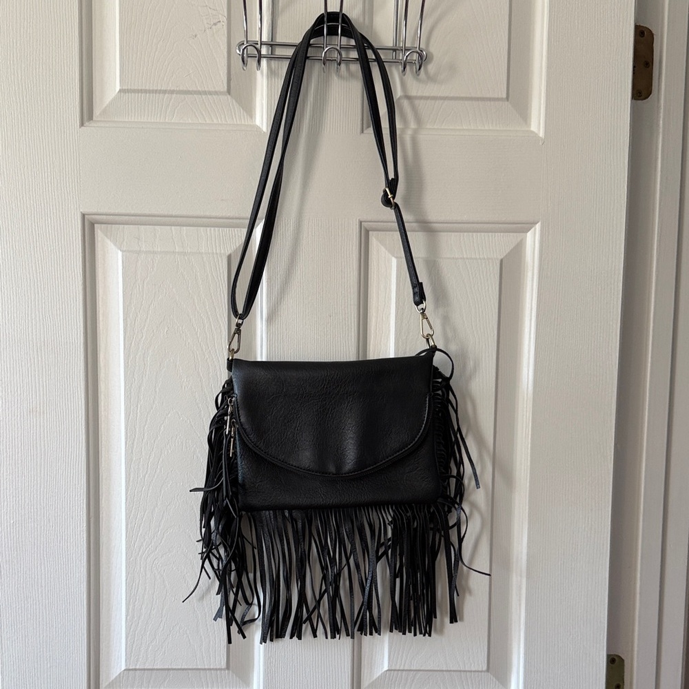 Black Fringe Crossbody Bag